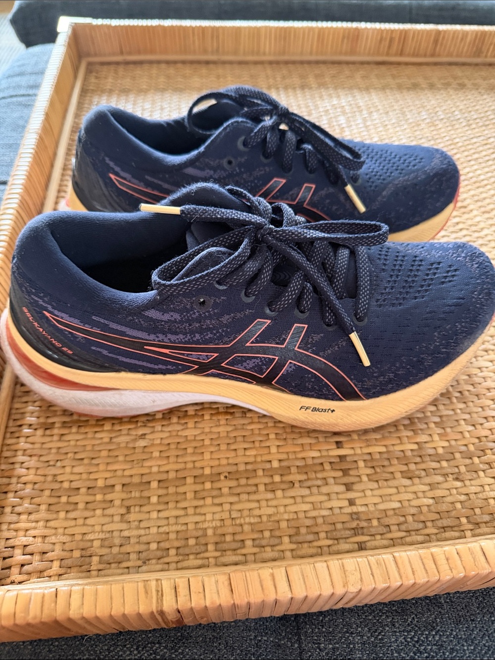 ASICS Navy Running Shoes with Pink Trim